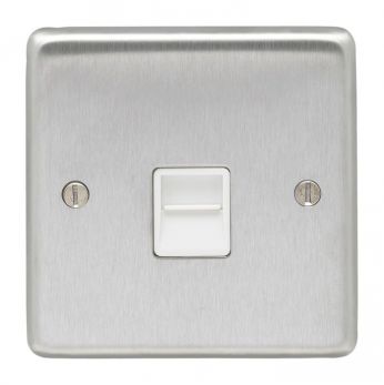 Eurolite SSS1MW Metal Satin Stainless Steel Master Telephone Socket 1 Gang