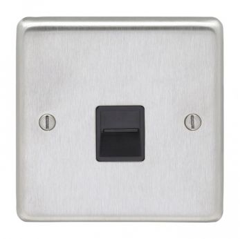 Eurolite Metal Satin Stainless Steel Slave Telephone Socket 1 Gang (SSS1SLB)
