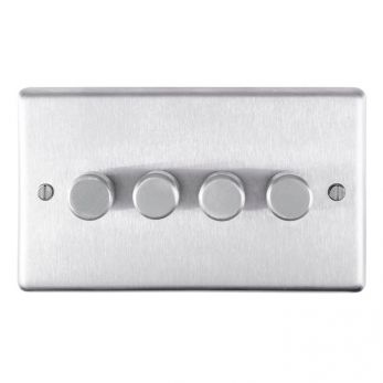 Eurolite SSS4D400 Metal Satin Stainless Steel Incandescent Dimmer Switch 4 Gang