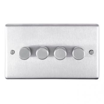 Eurolite SSS4DLED Metal Satin Stainless Steel Dimmer Switch 4 Gang