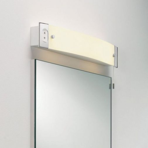 Shaver Light 0275 Wall Light, Polished Chrome, White Glass, 2x40W E14 Candle, IP44, Pull-Cord Switch, Dimmable, 80x515x70mm
