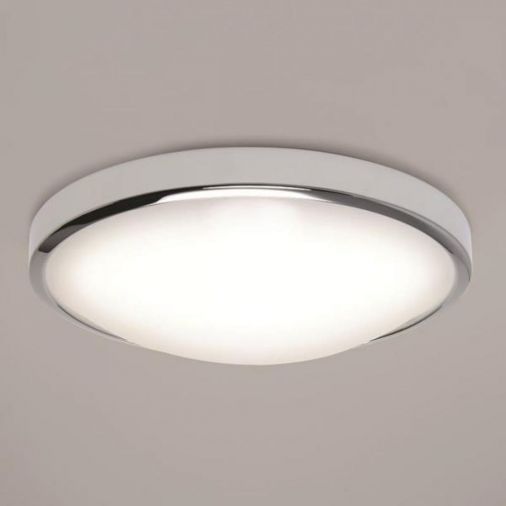 Osaka 350 7412 LED Bathroom Ceiling Light, Polished Chrome, White Opal Acrylic Diffuser, 24W LED, IP44 Rated, 109mm Depth.