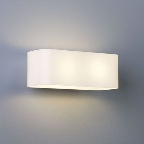 Obround 0408 Interior Wall Light, Polished Chrome, White Opal Glass, 2x40W E14, Dimmable, 90x250x130mm
