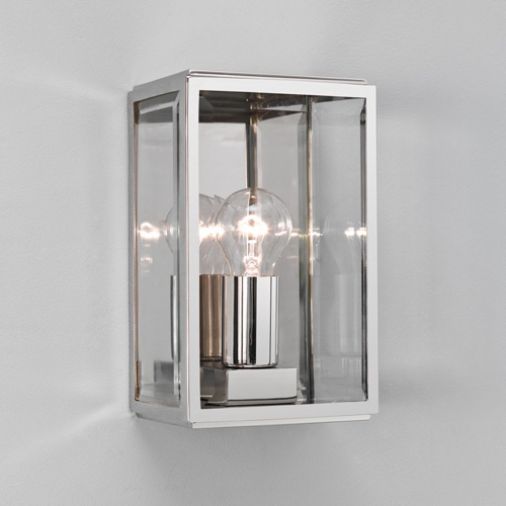 Homefield 0563 Exterior Wall Light, Polished Nickel, Clear Glass, 60W E27 GLS, IP44 Rated, 250x160x110mm