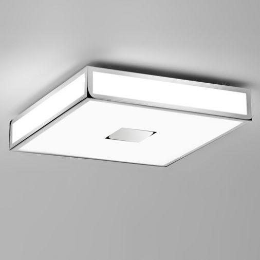 Mashiko 400 Bathroom Ceiling Light, Polished Chrome, White Glass, 4x40W E27, IP44, Dimmable, 400x400x87mm