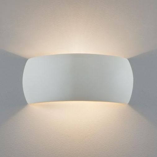 White Ceramic Interior Wall Light, 130x310x95mm, E27 60W Lamp (Not Included)