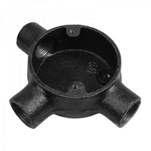 20mm Black Enamel Circular Tee Conduit Box (3 Way)