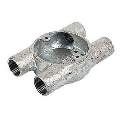 20mm Galvanised Circular Twin Through H Conduit Box (4 Way)