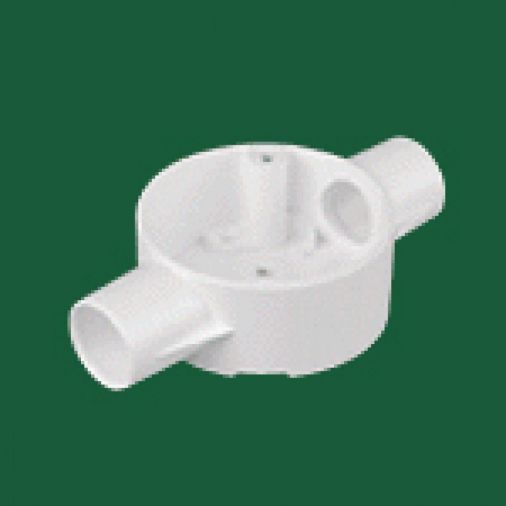 White PVC Through Box (2 Way), 25mm, Finish: PVC
