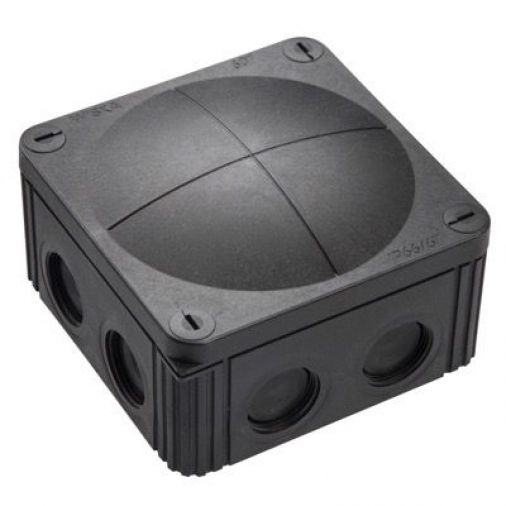 IP66 Weatherproof Junction Box 110x110x66, Black, Plastic Screws