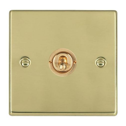 Hamilton 71T21 1 Gang 20AX 2 Way Toggle Switch, Polished Brass Finish, Slim Plate, 35mm Depth