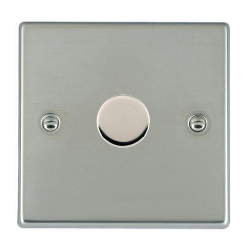 Hamilton 731X40 400W 2 Way Push On/Off Resitive Dimmer, Bright Chrome Finish, Bright Stainless Plate, Slim Profile, Single Plate, 35mm Wall Box Depth