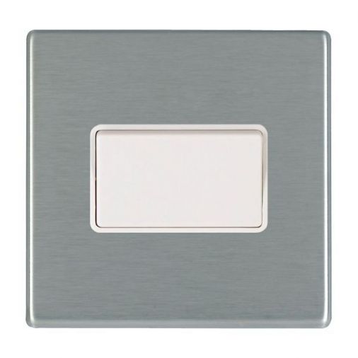 Hamilton 74CTPWH-W 10A Triple Pole Rocker Switch, White Plastic Inserts, White Surrounds, Satin Stainless, Slim, Single Plate, 25mm Depth