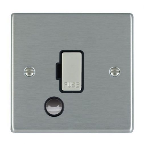 Hamilton 74FOCSS-B Hartland Range single gang connection unit in satin stainless with black inserts and surrounds