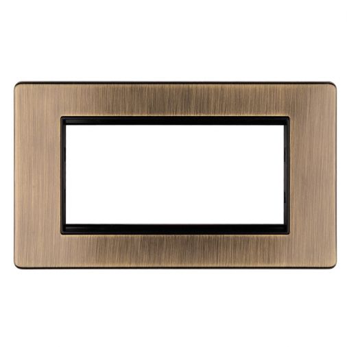 Eurolite 4 Gang Module Frame Flat Concealed Antique Plate Black Trim - AB4MODB