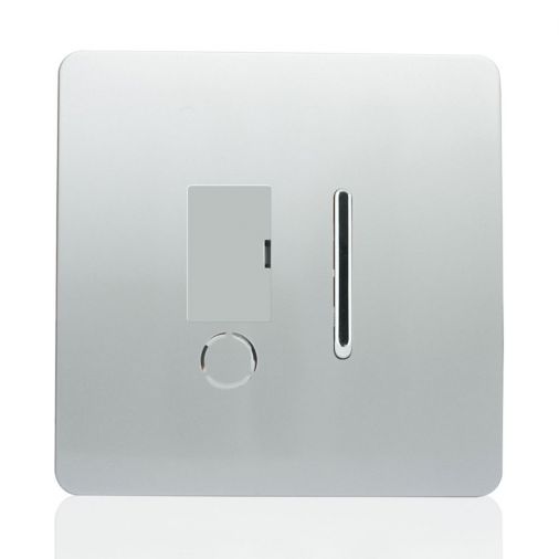 Trendiswitch ART-FSSI Screwless Fused Spur Outlet, Gloss Silver, Plastic Finish, 27mm Depth, 88mm Height, 88mm Length