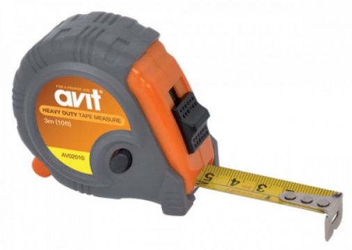 3m/10ft Heavy Duty Tape Measure, Pause Buttons, Finger Tip Control, Maximum Grip.