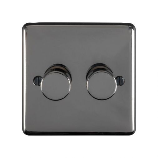Eurolite BN2D400 Metal Black Nickel Incandescent Dimmer Switch 2 Gang