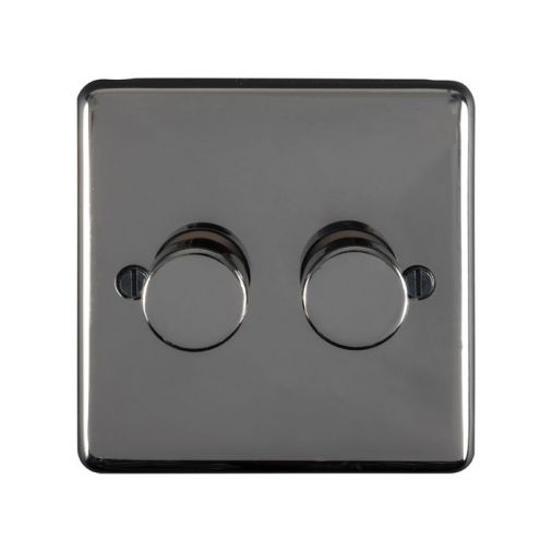 Eurolite BN2DLED Metal Black Nickel Dimmer Switch 2 Gang