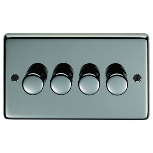 Eurolite BN4D400 Metal Black Nickel Incandescent Dimmer Switch 4 Gang