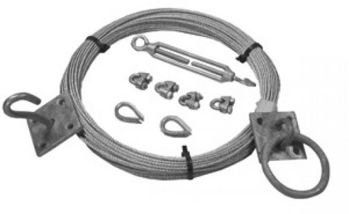 3mm Catenary Wire Kit, 30m, 4 Grips, 2 Eyes, Strainer, Ring & Hook Plates
