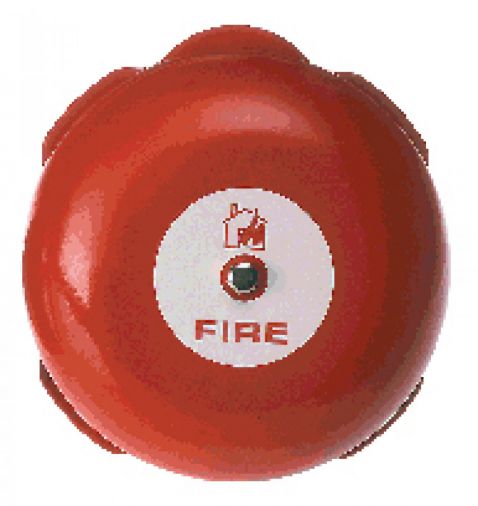 6" Fire Alarm Bell, Red Finish, Plastic Construction