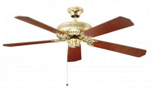 Polished Brass Ceiling Fan 132cm / 52" with Classic Design