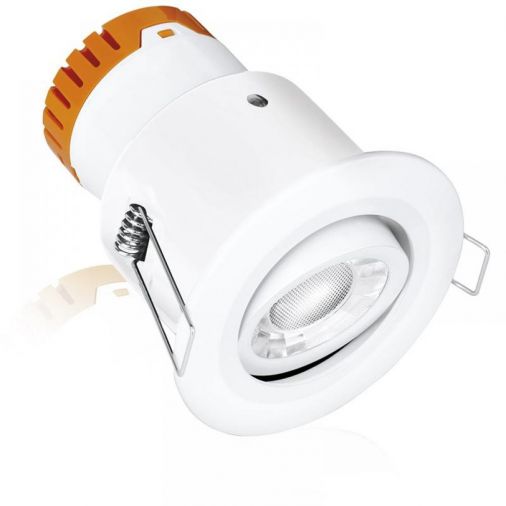 Adjustable 8W Dimmable LED Downlight - White Cool White, 4000K, 100mm Depth, 60 Deg Beam Angle, 80mm Cut Out, 98mm Diameter