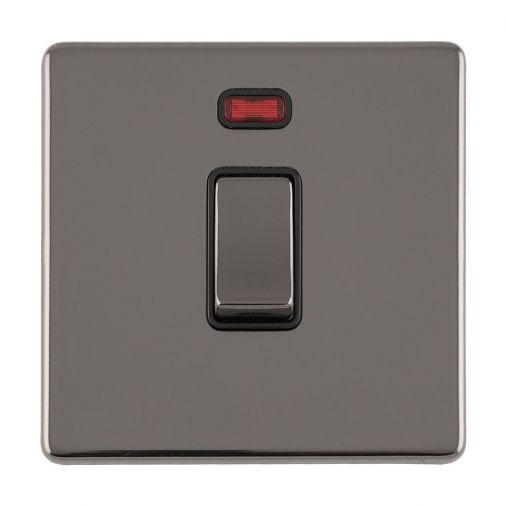 Black Nickel 20A Switch, Black Inserts with Neon and Matching Switch | 1 Way | Concealed 3mm range by Eurolite - ECBN20ADPSWNB