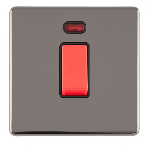 Black Nickel 45A Switch, Black Inserts with Neon and Matching Switch | 1 Way | Concealed 3mm range by Eurolite - ECBN45ASWNSB