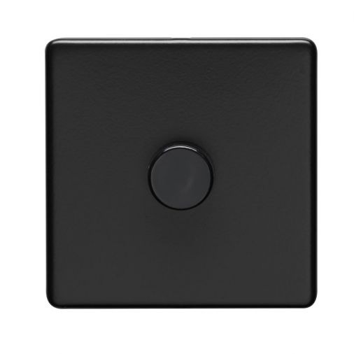 Matt Black LED/Incandescent Dimmer Switch with Matching Knob | 2 Way, 400W | Concealed 3mm range by Eurolite - ECMB1DLED