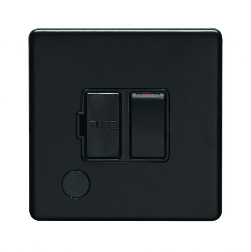 Eurolite ECMBSWFFOB Metal Matt Black Switched Fused Spur with flex outlet