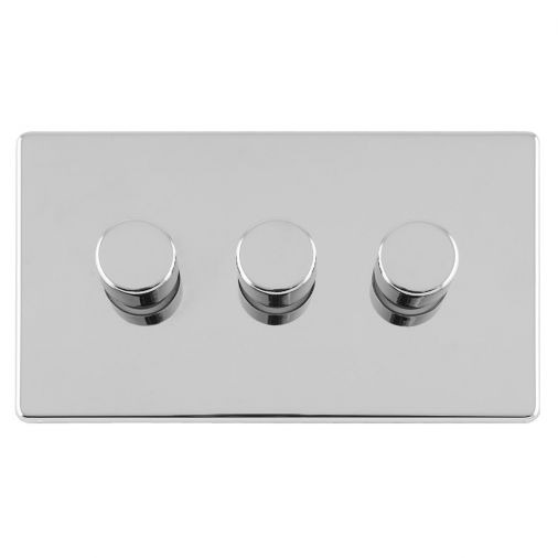 Polished Silver LED/Incandescent Triple Dimmer Switch with Matching Knob | 2 Way, 400W | Concealed 3mm range by Eurolite - ECPC3DLED