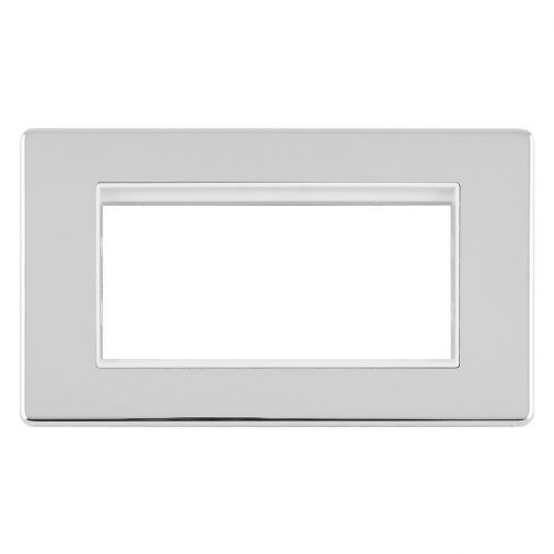 Eurolite ECPC4MODW Metal Polished Chrome Module Frame 4 Gang