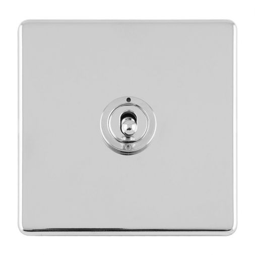 Polished Silver Toggle Switch, Matching Inserts | 2 Way, 10A | Concealed 3mm range by Eurolite - ECPCT1SW