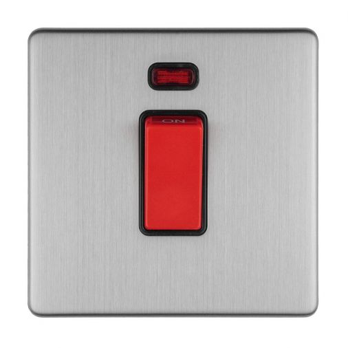 Polished Silver 45A Switch, Black Inserts with Neon and Matching Switch | 1 Way | Concealed 3mm range by Eurolite - ECSS45ASWNSB