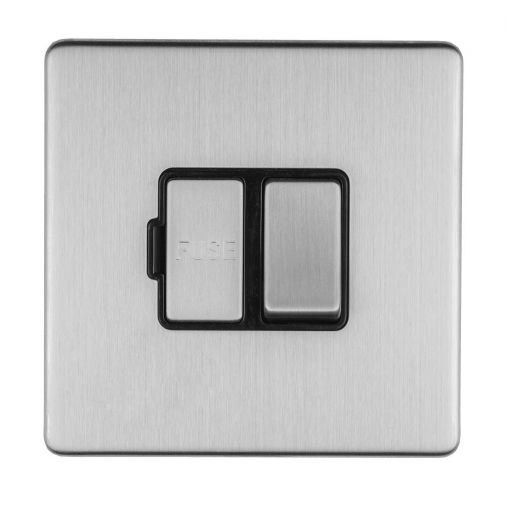 Eurolite 13Amp Switched Fused Spur Concealed Satin Stainless Plate Matching Rocker - ECSSSWFB