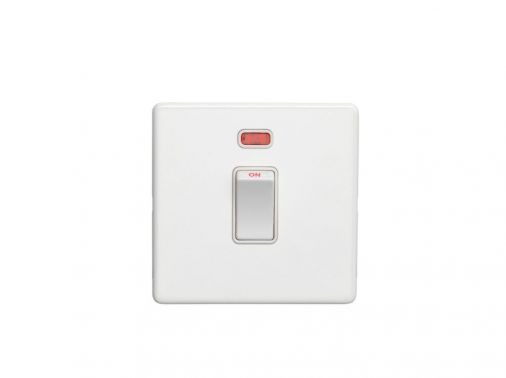 Eurolite ECW20ADPSWNW Metal White Metal Rocker Switch with Neon 1 Gang