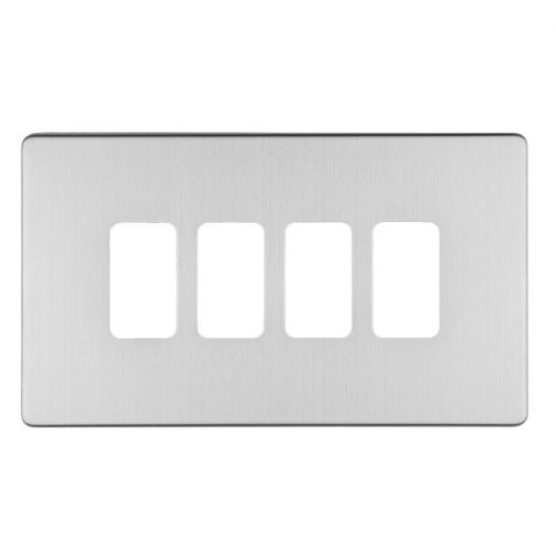 Eurolite 4 Gang Grid Concealed Satin Stainless Plate - EC-G4SS