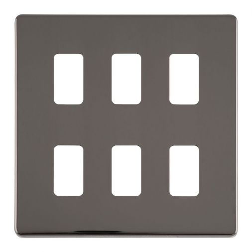 Eurolite 6 Gang Grid Flat Concealed Black Nickel Plate - EC-G6BN