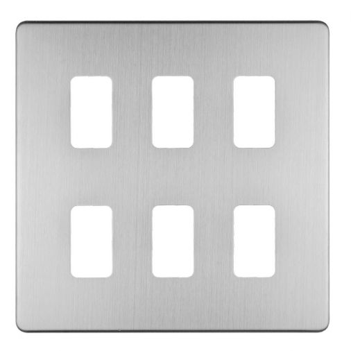 Eurolite 6 Gang Grid Concealed Satin Stainless Plate - EC-G6SS