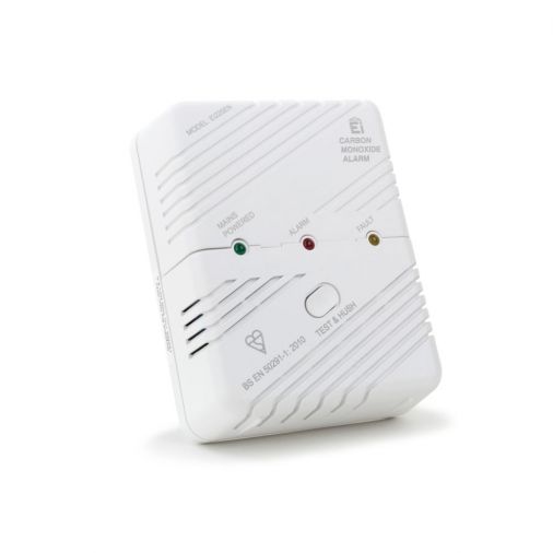Mains Powered Carbon Monoxide Alarm, Electrochemical Sensor, Memory Feature, Test/Hush Button, 85db(A) Alarm, Power/Alarm/Fault Lights, Tamper-Proof, 