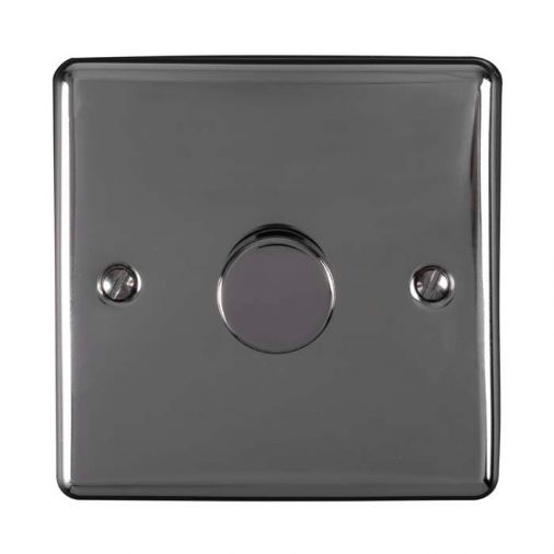 Black Nickel LED/Incandescent Dimmer Switch with Matching Knob | 2 Way, 400W | Enhance Decorative range by Eurolite - EN1DLEDBN