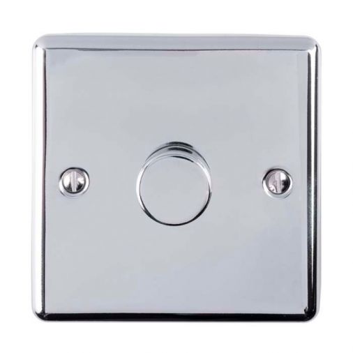 Polished Silver LED/Incandescent Dimmer Switch with Matching Knob | 2 Way, 400W | Enhance Decorative range by Eurolite - EN1DLEDPC