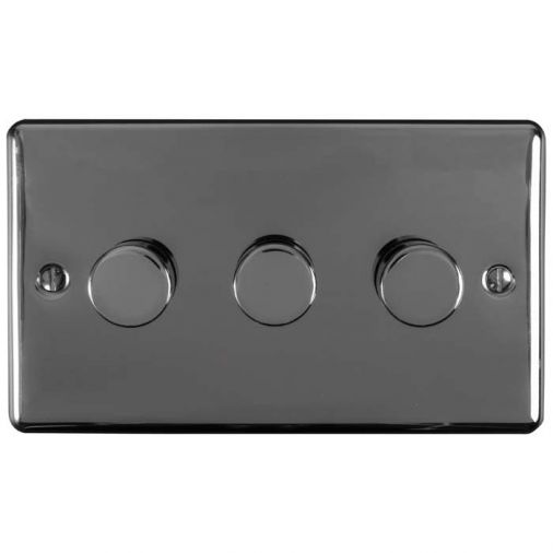 Black Nickel LED/Incandescent Triple Dimmer Switch with Matching Knob | 2 Way, 400W | Enhance Decorative range by Eurolite - EN3DLEDBN