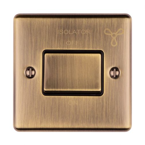 Eurolite 6Amp Fan Isolator Switch Antique Brass Enhance Range Black Trim - ENFSWABB