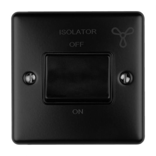 Eurolite 6Amp Fan Isolator Switch Matt Black Enhance Range Black Trim - ENFSWMBB