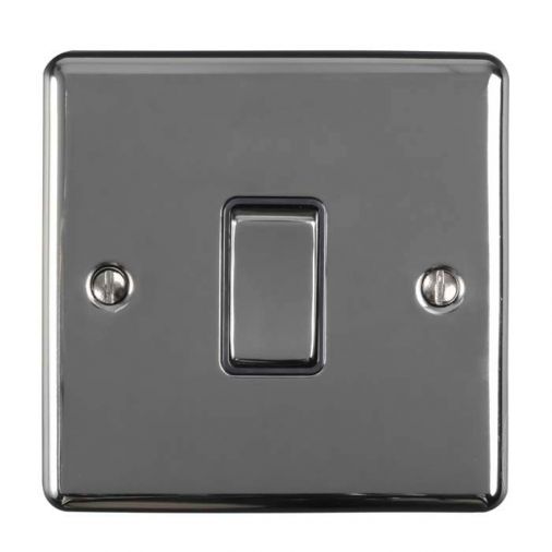 Black Nickel Light Switch with Matching Switch, Black Inserts | Intermediate, 10A | Enhance Decorative range by Eurolite - ENINTBNB