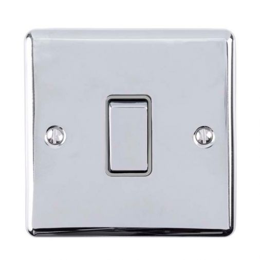 Polished Silver Light Switch with Matching Switch, Grey Inserts | Intermediate, 10A | Enhance Decorative range by Eurolite - ENINTPCG