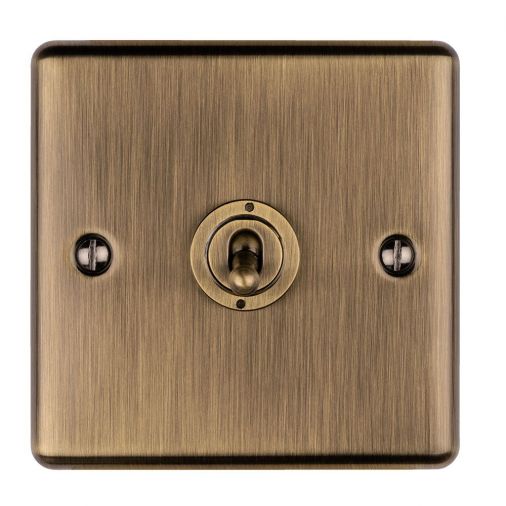 Antique Brass Toggle Switch, Matching Inserts | 2 Way, 10A | Enhance Decorative range by Eurolite - ENT1SWABB